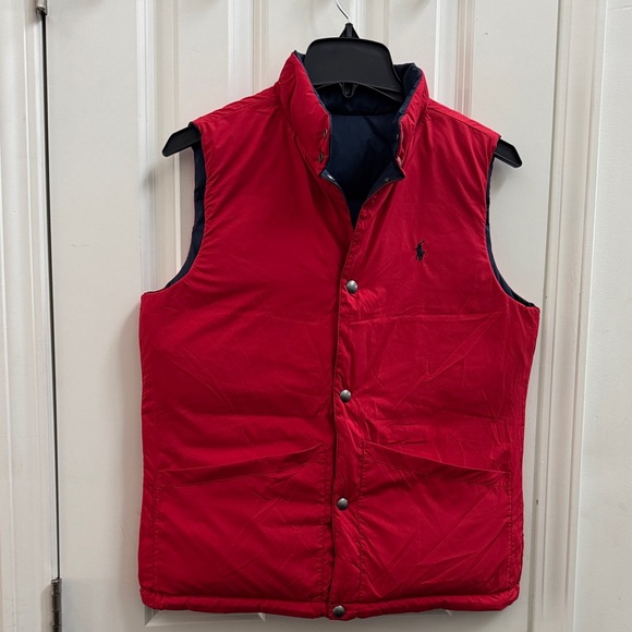 Polo Ralph Lauren Goose Down Interchangeable Navy Blue and Red Vest - Big Kids - Picture 7 of 12